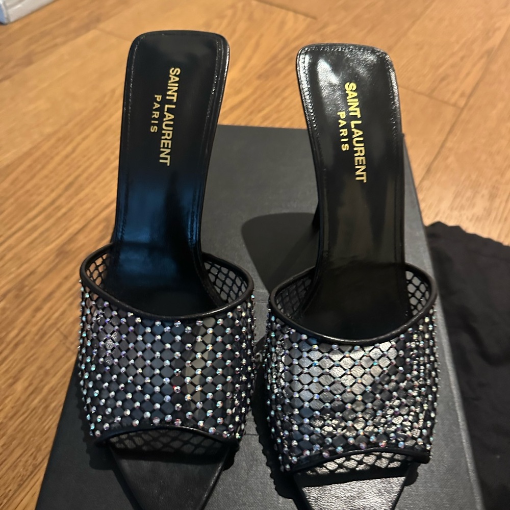 Saint Laurent Nero crystal Disco mule sandal